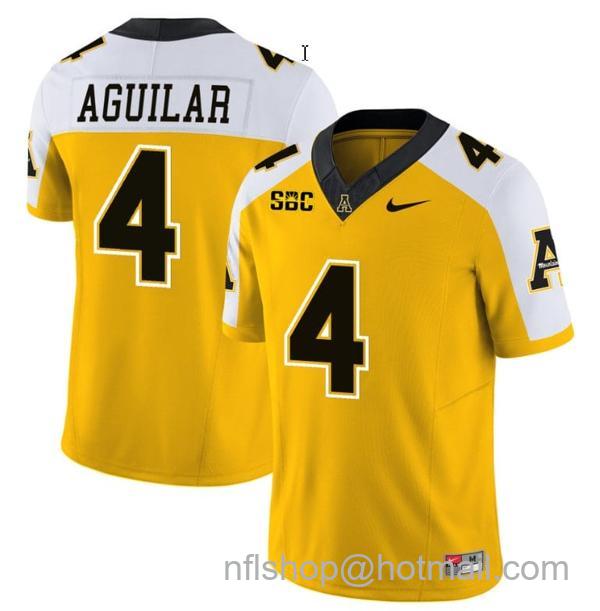 Men's Joey Aguilar Jersey #4 Appalachian State Mountaineers Vapor Limited College Football Yellow Alternate