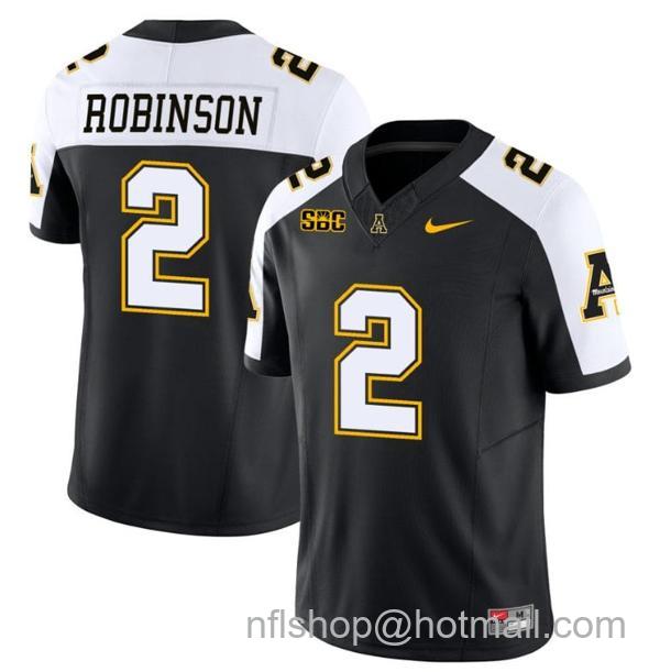 Men's Kaedin Robinson Jersey #2 Appalachian State Mountaineers Vapor Limited College Football Black Alternate