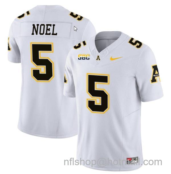 Men's Nate Noel Jersey #5 Appalachian State Mountaineers Vapor Limited College Football White