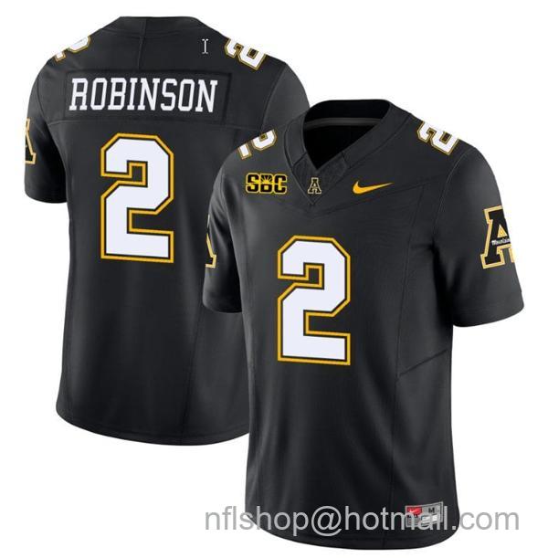 Men's Kaedin Robinson Jersey #2 Appalachian State Mountaineers Vapor Limited College Football Black