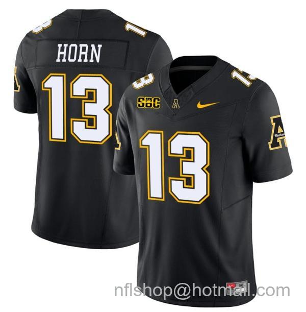 Men's Christan Horn Jersey #13 Appalachian State Mountaineers Vapor Limited College Football Black