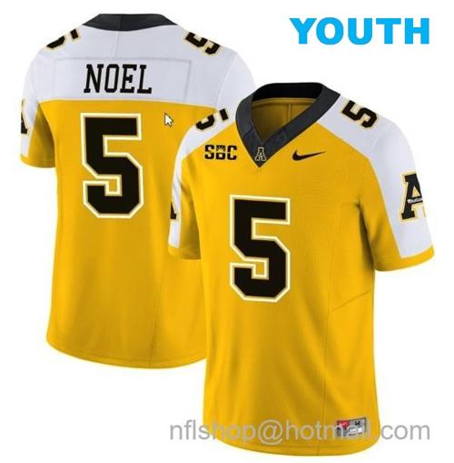 Youth Nate Noel Jersey #5 Appalachian State Mountaineers Vapor Limited College Football Yellow Alternate