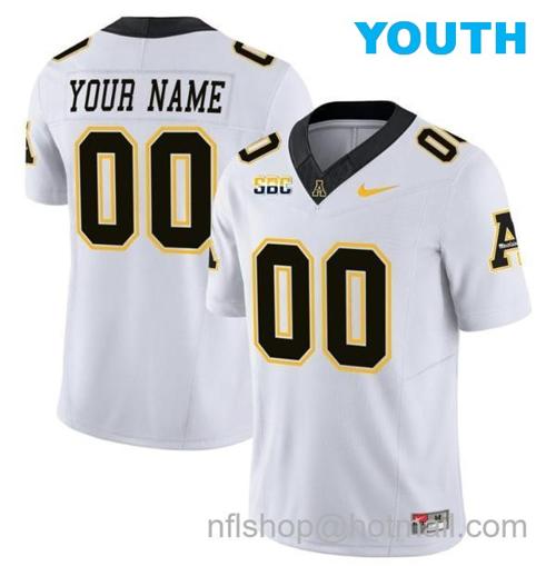 Youth Custom Appalachian State Mountaineers Jersey Name and Number Vapor Limited College Football White