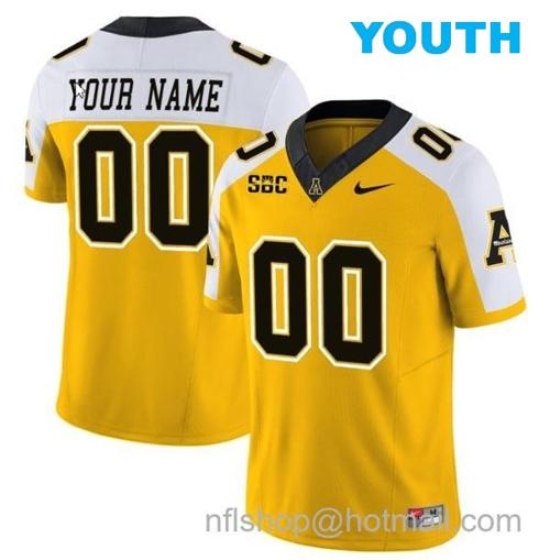 Youth Custom Appalachian State Mountaineers Jersey Name and Number Vapor Limited College Football Yellow Alternate