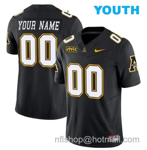 Youth Custom Appalachian State Mountaineers Jersey Name and Number Vapor Limited College Football Black