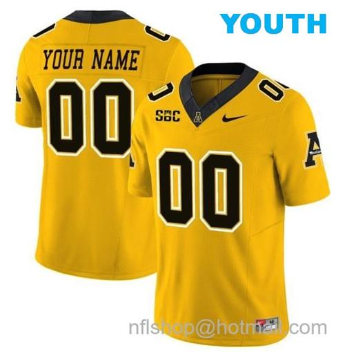 Youth Custom Appalachian State Mountaineers Jersey Name and Number Vapor Limited College Football Yellow