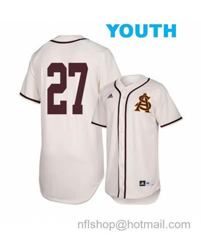 Youth Arizona State Sun Devils 27 Hunter Jump White Baseball Jersey