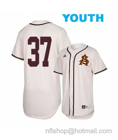 Youth Arizona State Sun Devils 37 Alex Helmin White Baseball Jersey