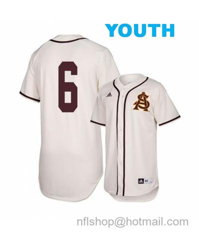 Youth Arizona State Sun Devils 6 Drew Swift White Baseball Jersey