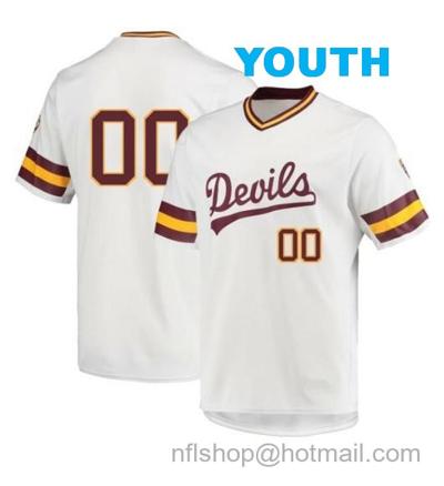 Youth Custom Arizona State Jersey Sun Devils Name And Number Baseball College White