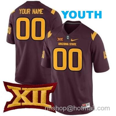 Youth Custom Arizona State Sun Devils Jersey Name and Number College Football Maroon All Stitched