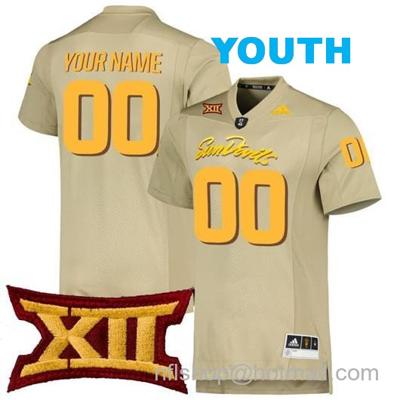 Youth Custom Arizona State Sun Devils Jersey Name and Number College Football Tan Premier All Stitched