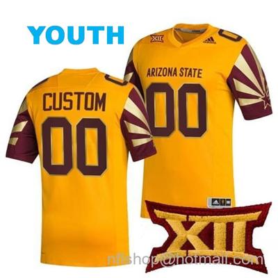 Youth Custom Arizona State Sun Devils Jersey Name and Number College Football Gold Premier All Stitched