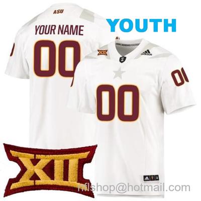 Youth Custom Arizona State Sun Devils Jersey Name and Number College Football White Premier All Stitched