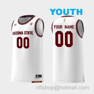 Youth Custom Name Number Arizona State Sun Devils White Replica College Basketball Jersey