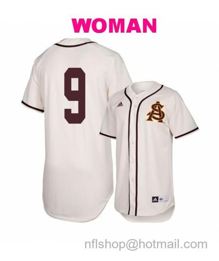 Women's Arizona State Sun Devils 9 Sam Ferri White Baseball Jersey