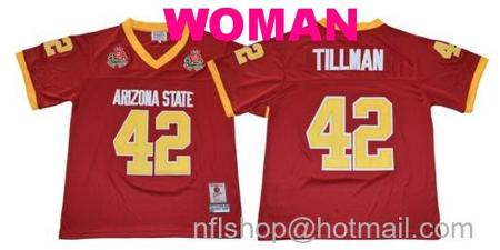 Women's Arizona State Sun Devils #42 Pat Tillman NCAA Football Jersey Red