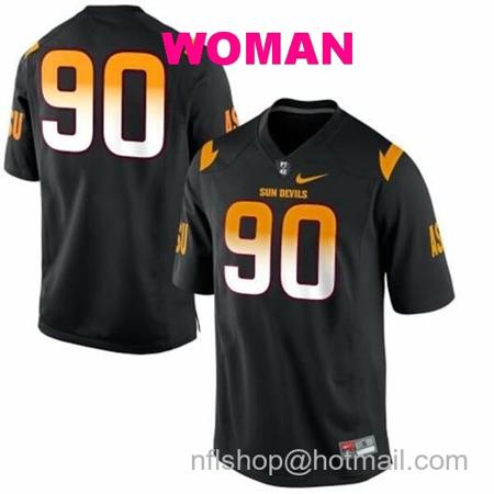 Women's Arizona State Sun Devils #90 Will Sutton NCAA Football Jersey Black