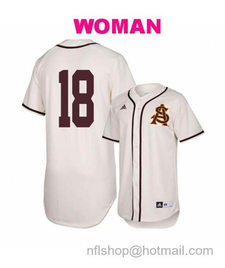 Women's Arizona State Sun Devils 18 Trevor Hauver White Baseball Jersey