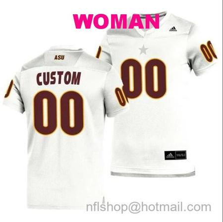 Women's Arizona State Sun Devils Custom Jersey Replica Football White