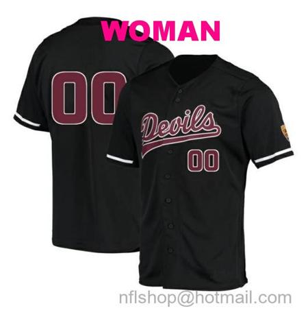 Women's Custom Arizona State Jersey Sun Devils Baseball Name and Number College Black