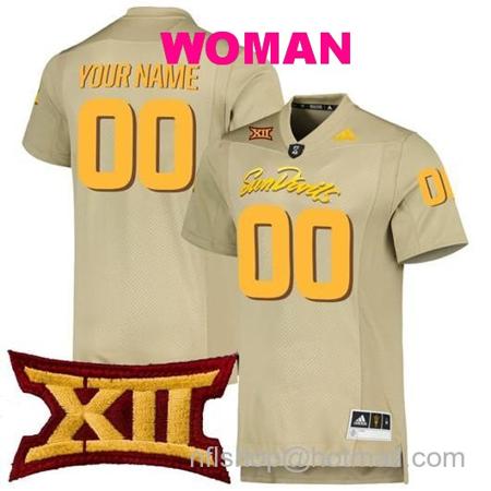 Women's Custom Arizona State Sun Devils Jersey Name and Number College Football Tan Premier All Stitched