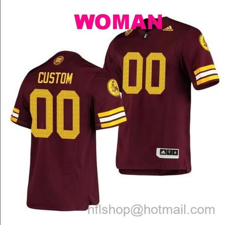 Women's Arizona State Sun Devils Custom Jersey Premier Football Maroon