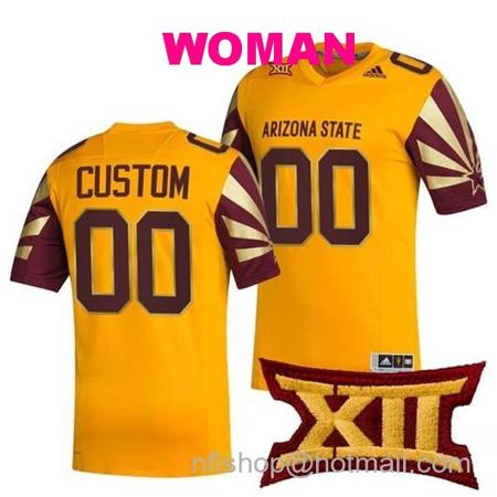 Women's Custom Arizona State Sun Devils Jersey Name and Number College Football Gold Premier All Stitched