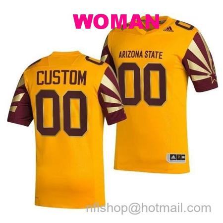 Women's Arizona State Sun Devils Custom Jersey Gold Reverse Retro Alternate Uniform