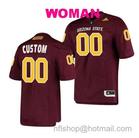 Women's Arizona State Sun Devils Custom Jersey College Football Premier Maroon