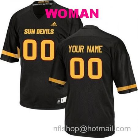 Women's Arizona State Sun Devils Custom Football Jersey Name Number Black