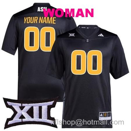 Women's Custom Arizona State Sun Devils Jersey Name and Number College Football Black Premier All Stitched