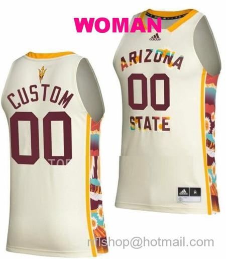 Women's Custom Arizona State Sun Devils Jersey Name And Number College Basketball Honoring White