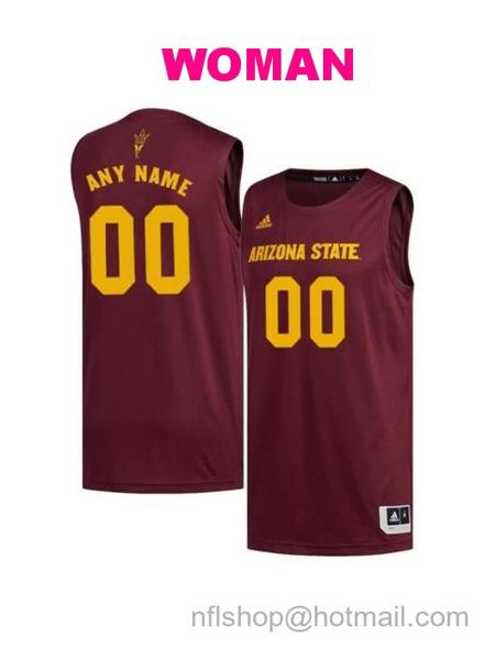 Women's Custom Arizona State Sun Devils Jersey College Basketball Name and Number Maroon