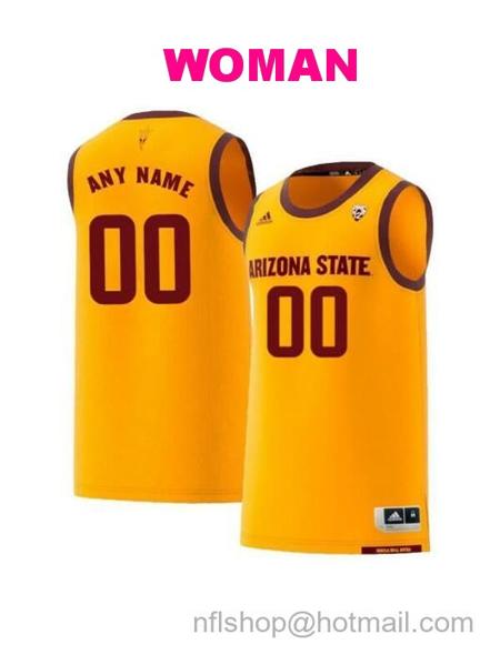 Women's Custom Arizona State Sun Devils Jersey College Basketball Name and Number Yellow Retro