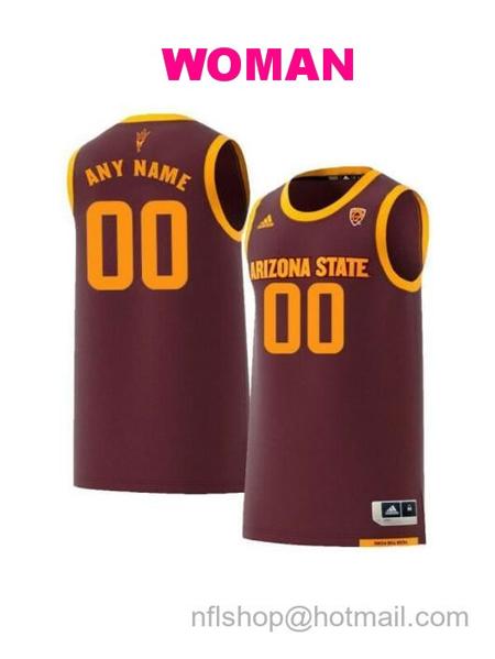 Women's Custom Arizona State Sun Devils Jersey College Basketball Name and Number Maroon Retro