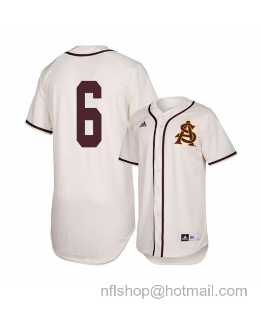 Men's Arizona State Sun Devils 6 Drew Swift White Baseball Jersey