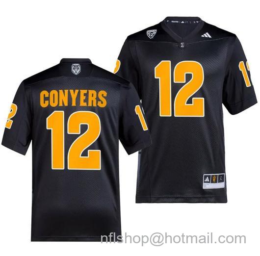 Men's Arizona State Sun Devils Jalin Conyers Jersey #12 Premier Black College Football 2023