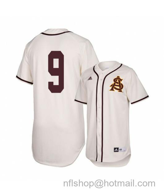 Men's Arizona State Sun Devils 9 Sam Ferri White Baseball Jersey