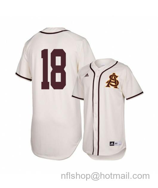 Men's Arizona State Sun Devils 18 Trevor Hauver White Baseball Jersey