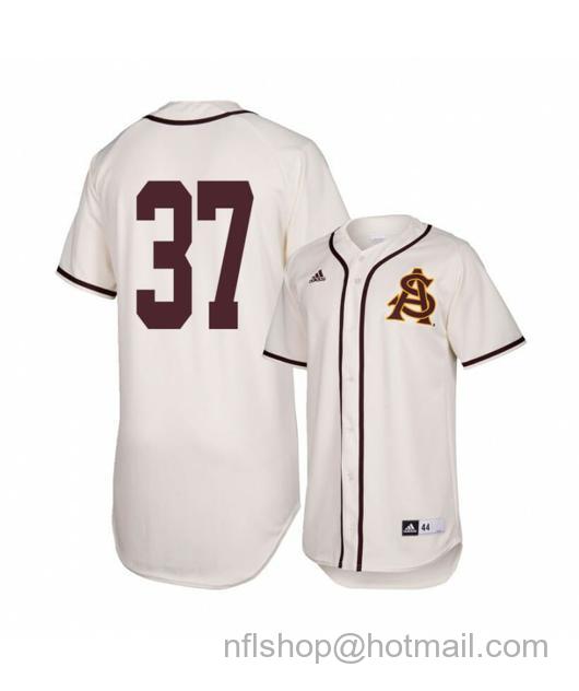 Men's Arizona State Sun Devils 37 Alex Helmin White Baseball Jersey