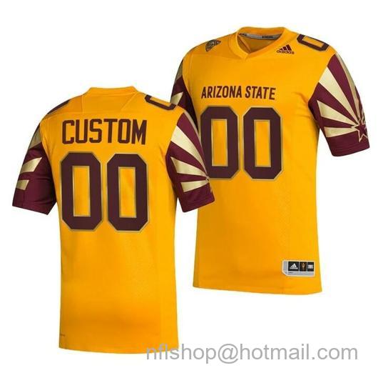 Men's Arizona State Sun Devils Custom Jersey Gold Reverse Retro Alternate Uniform