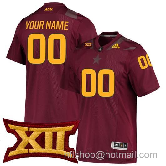 Men's Custom Arizona State Sun Devils Jersey Name and Number College Football Maroon Premier All Stitched