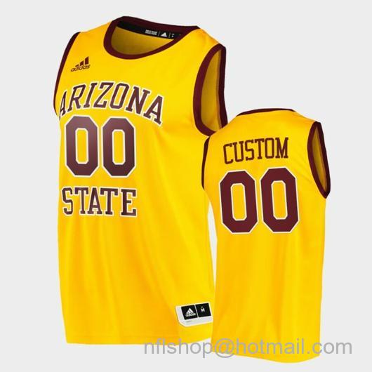 Men's Arizona State Sun Devils Custom Name Number Gold College Basketball Player Jersey