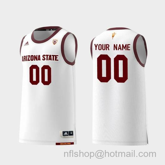 Men's Custom Name Number Arizona State Sun Devils White Replica College Basketball Jersey