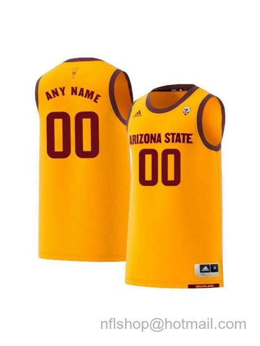 Men's Custom Arizona State Sun Devils Jersey College Basketball Name and Number Yellow Retro