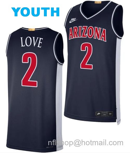 Youth Arizona Wildcats Caleb Love Jersey #2 Limited Retro Basketball 2023-24 Navy68