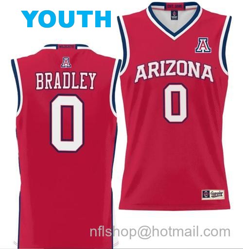 Youth Jaden Bradley Jersey #0 Arizona Wildcats NIL College Basketball Lightweight Red144