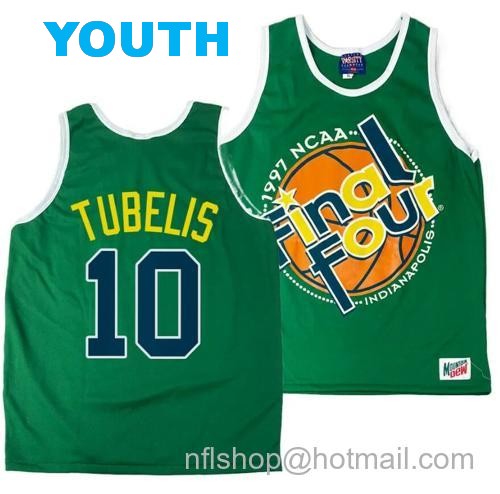 Youth Arizona Wildcats Azuolas Tubelis Jersey #10 1997 NCAA Champions Final Four Green65