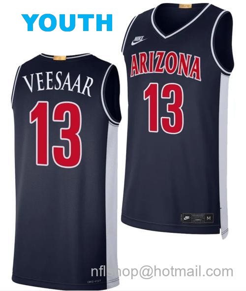 Youth Arizona Wildcats Henri Veesaar Jersey #13 Limited Retro Basketball 2023-24 Navy75